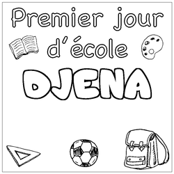 Coloraci&oacute;n del nombre DJENA - decorado primer d&iacute;a de escuela