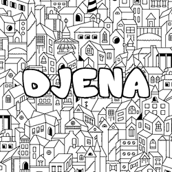Coloraci&oacute;n del nombre DJENA - decorado ciudad