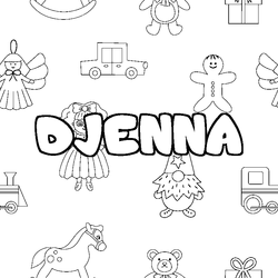 Coloraci&oacute;n del nombre DJENNA - decorado juguetes