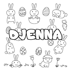 Coloraci&oacute;n del nombre DJENNA - decorado Pascua