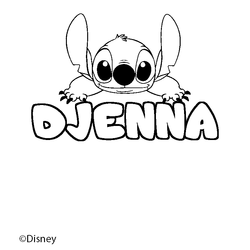 Coloraci&oacute;n del nombre DJENNA - decorado Stitch