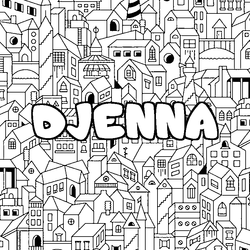 Coloraci&oacute;n del nombre DJENNA - decorado ciudad