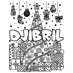 Coloraci&oacute;n del nombre DJIBRIL - decorado &aacute;rbol de Navidad y regalos