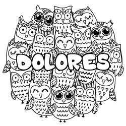 Coloraci&oacute;n del nombre DOLORES - decorado b&uacute;hos