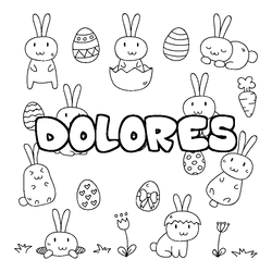 Coloraci&oacute;n del nombre DOLORES - decorado Pascua