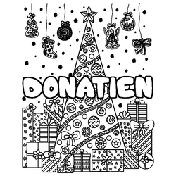 Coloraci&oacute;n del nombre DONATIEN - decorado &aacute;rbol de Navidad y regalos