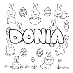 Coloraci&oacute;n del nombre DONIA - decorado Pascua
