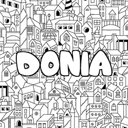 Coloraci&oacute;n del nombre DONIA - decorado ciudad