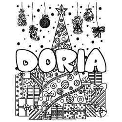 Coloraci&oacute;n del nombre DORIA - decorado &aacute;rbol de Navidad y regalos