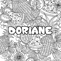 Coloraci&oacute;n del nombre DORIANE - decorado mandala de frutas
