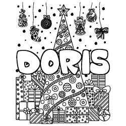 Coloraci&oacute;n del nombre DORIS - decorado &aacute;rbol de Navidad y regalos