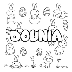 Coloraci&oacute;n del nombre DOUNIA - decorado Pascua