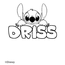 Coloraci&oacute;n del nombre DRISS - decorado Stitch