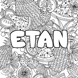 Coloraci&oacute;n del nombre ETAN - decorado mandala de frutas