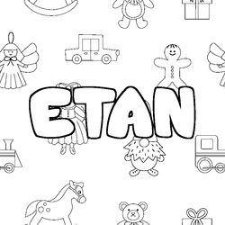 Coloraci&oacute;n del nombre ETAN - decorado juguetes