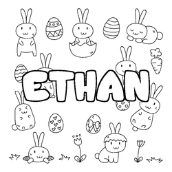 Coloraci&oacute;n del nombre ETHAN - decorado Pascua