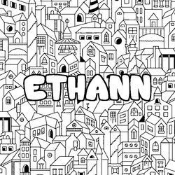 Coloraci&oacute;n del nombre ETHANN - decorado ciudad