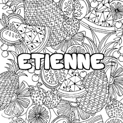 Coloraci&oacute;n del nombre ETIENNE - decorado mandala de frutas
