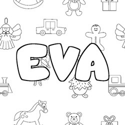 Coloraci&oacute;n del nombre EVA - decorado juguetes