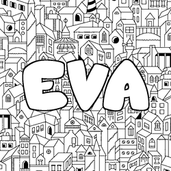 Coloraci&oacute;n del nombre EVA - decorado ciudad