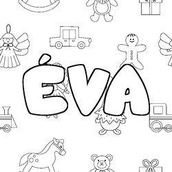 Coloraci&oacute;n del nombre &Eacute;VA - decorado juguetes