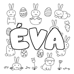 Coloraci&oacute;n del nombre &Eacute;VA - decorado Pascua