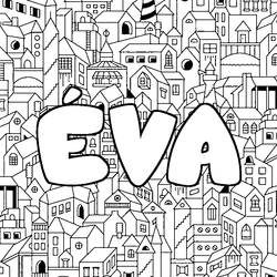 Coloraci&oacute;n del nombre &Eacute;VA - decorado ciudad