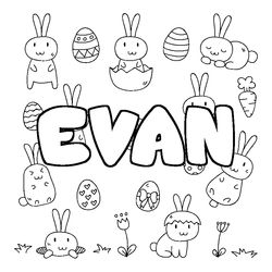 Coloraci&oacute;n del nombre EVAN - decorado Pascua