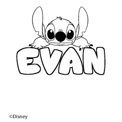 Coloraci&oacute;n del nombre EVAN - decorado Stitch