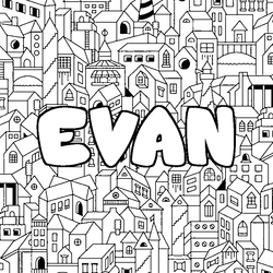 Coloraci&oacute;n del nombre EVAN - decorado ciudad