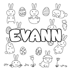 Coloraci&oacute;n del nombre EVANN - decorado Pascua
