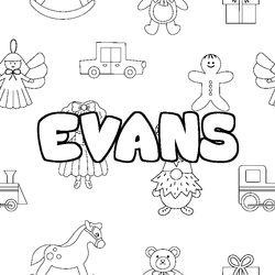 Coloraci&oacute;n del nombre EVANS - decorado juguetes