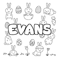 Coloraci&oacute;n del nombre EVANS - decorado Pascua