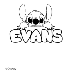Coloraci&oacute;n del nombre EVANS - decorado Stitch