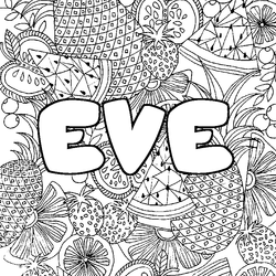 Coloraci&oacute;n del nombre EVE - decorado mandala de frutas