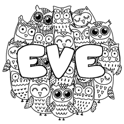 Coloraci&oacute;n del nombre EVE - decorado b&uacute;hos