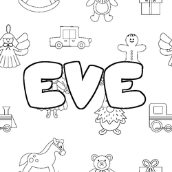 Coloraci&oacute;n del nombre EVE - decorado juguetes