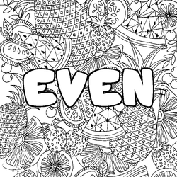 Coloraci&oacute;n del nombre EVEN - decorado mandala de frutas