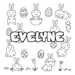 Coloraci&oacute;n del nombre EVELYNE - decorado Pascua