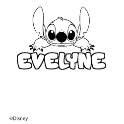 Coloraci&oacute;n del nombre EVELYNE - decorado Stitch
