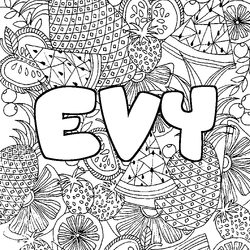 Coloraci&oacute;n del nombre EVY - decorado mandala de frutas