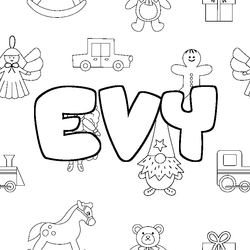 Coloraci&oacute;n del nombre EVY - decorado juguetes