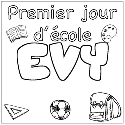 Coloraci&oacute;n del nombre EVY - decorado primer d&iacute;a de escuela