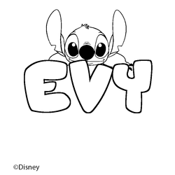 Coloraci&oacute;n del nombre EVY - decorado Stitch