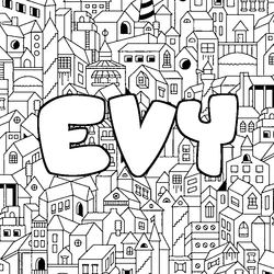 Coloraci&oacute;n del nombre EVY - decorado ciudad