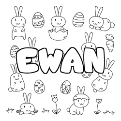 Coloraci&oacute;n del nombre EWAN - decorado Pascua