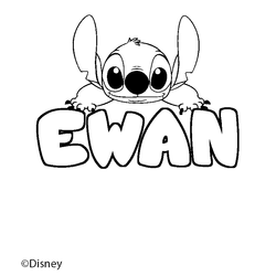 Coloraci&oacute;n del nombre EWAN - decorado Stitch