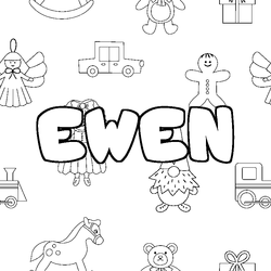 Coloraci&oacute;n del nombre EWEN - decorado juguetes