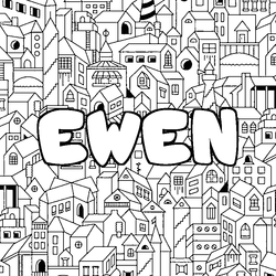 Coloraci&oacute;n del nombre EWEN - decorado ciudad