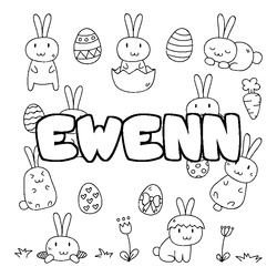 Coloraci&oacute;n del nombre EWENN - decorado Pascua